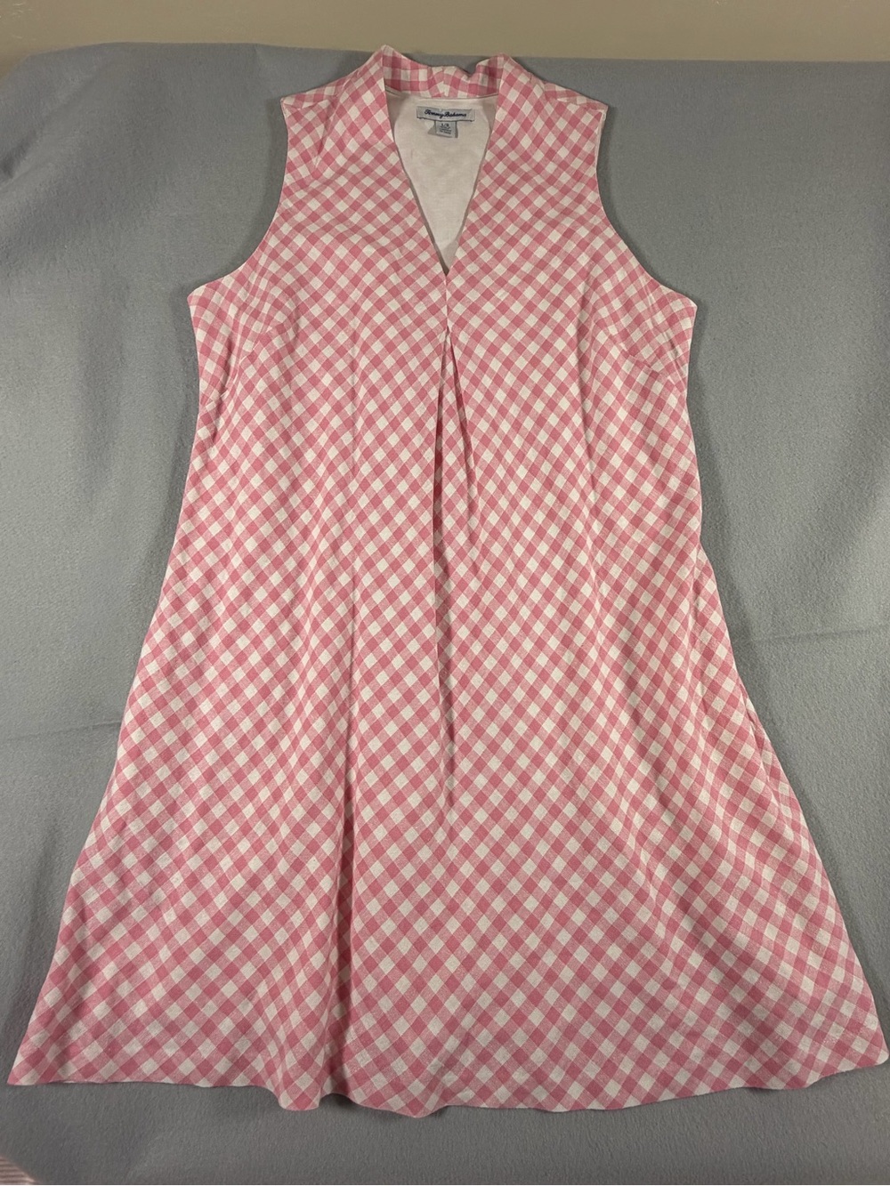 Tommy Bahama Pink & White Gingham Sleeveless Midi Dress